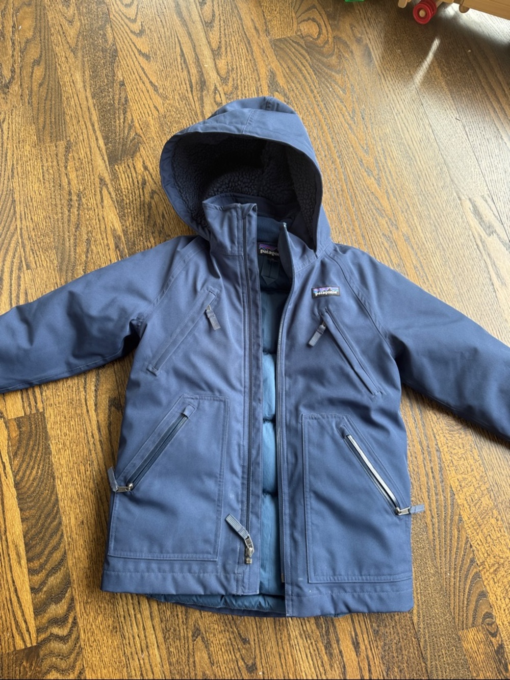 Patagonia Kids Navy Blue Hooded Parka Jacket Size XS 5-6